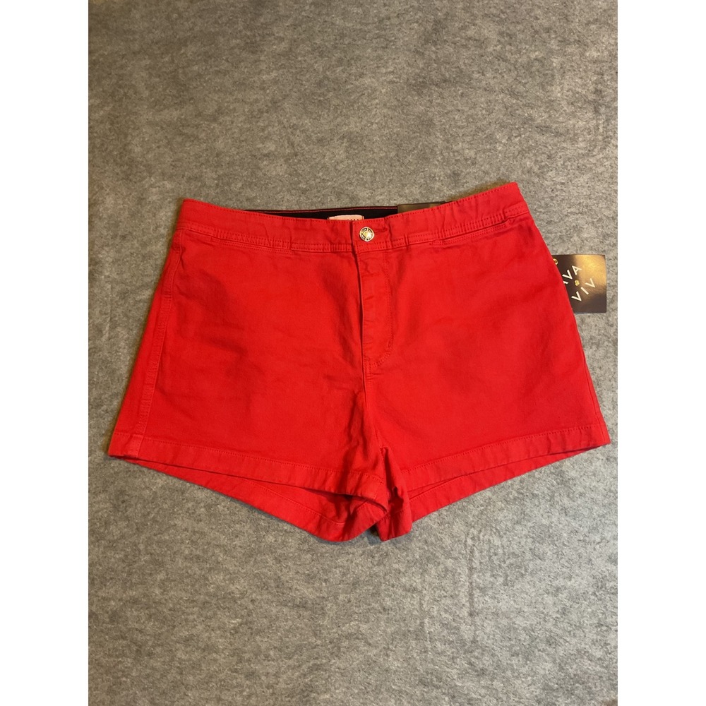 NWT Ava & Viv Womens Red High Rise Smart Shorts Size 16 Comfort Waist Stretch
